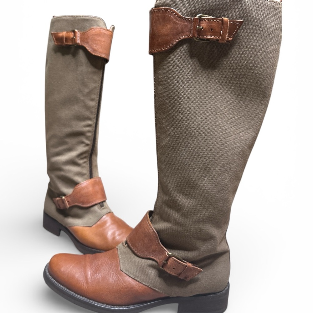 J. Crew Women’s Vintage Tan and Olive Riding Boots.  Size 6.5